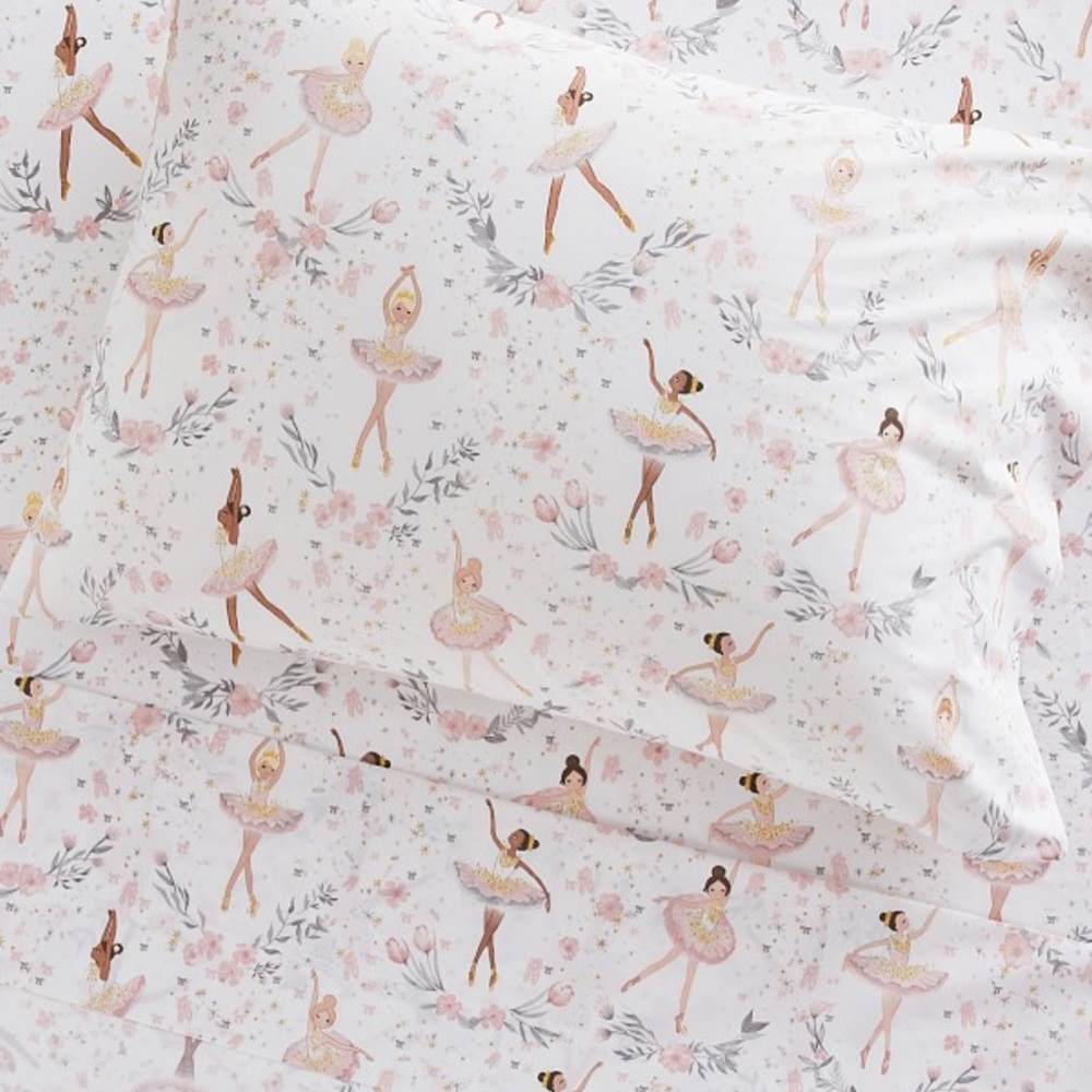 Pottery Barn Kids BALLERINA PRINTED Organic Full Sheet Set